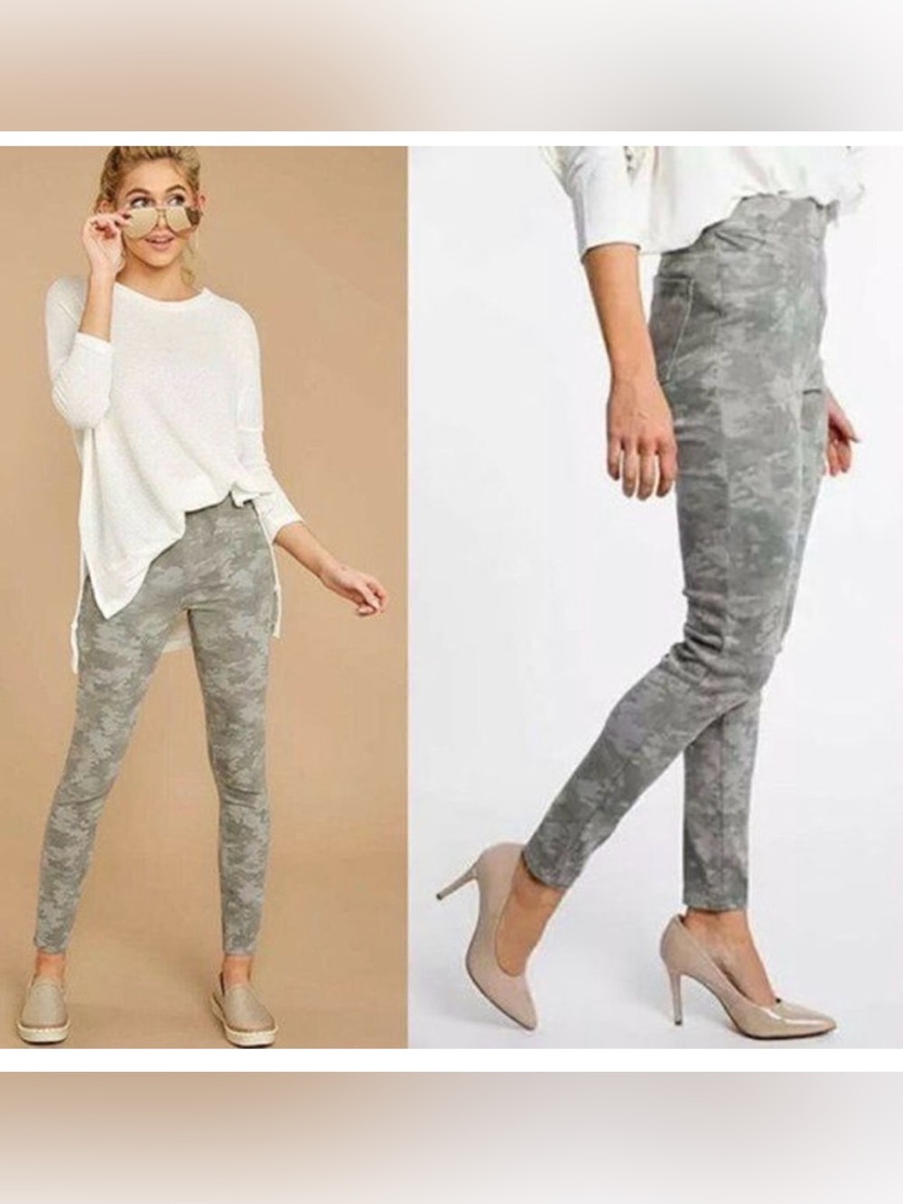 SPANX Gray Camo High-Waist Skinny Leggings(feels like jeans!) M